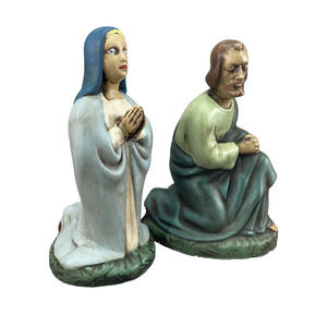 Vintage HOLLAND MOLD Joseph Virgin Mary NATIVITY Ceramic Figure Set Hand Painted